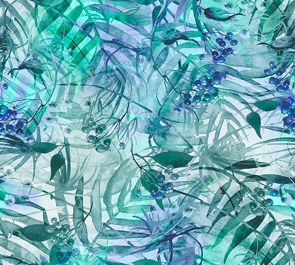 Фотопанно Т-245 Тропические листья акварель (повторяющиеся) 300*270 (Холст) на флиз. Divino Decori