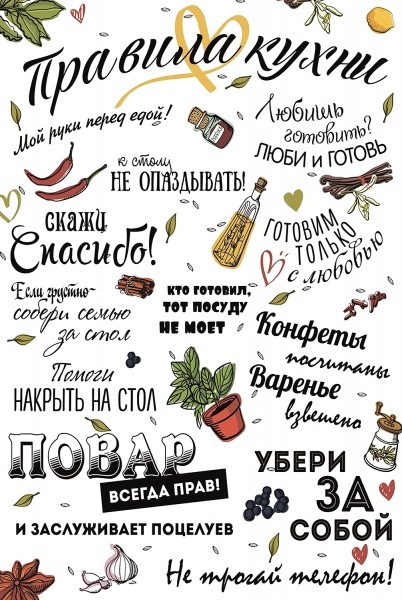 Магниты Divino Stile "Правила кухни 1" 20*30 RM-0014