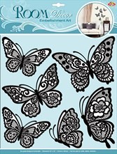 Стикеры СВА 1401 Мерцающие бабочки черные, ROOM Decor
