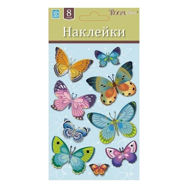 Стикеры LCHPA 05007 бабочки разноцветные мини, ROOM Decor