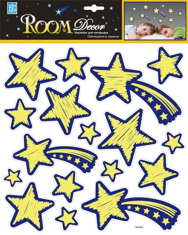 Стикеры REA 4502 Светящиеся звезды с кометами, ROOM Decor